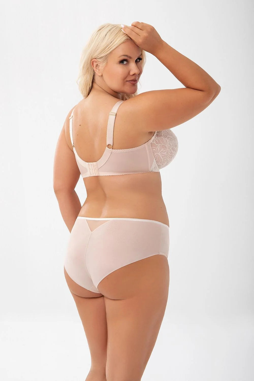 Gorsenia culotte taille haute tulle transparent dentelle florale nude doublure coton doux microfibre anneau doré ajustement maintien couvrante