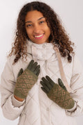 Gants pour femmes style damier vert olive et brun isolation détachable manches longues style classique moderne
