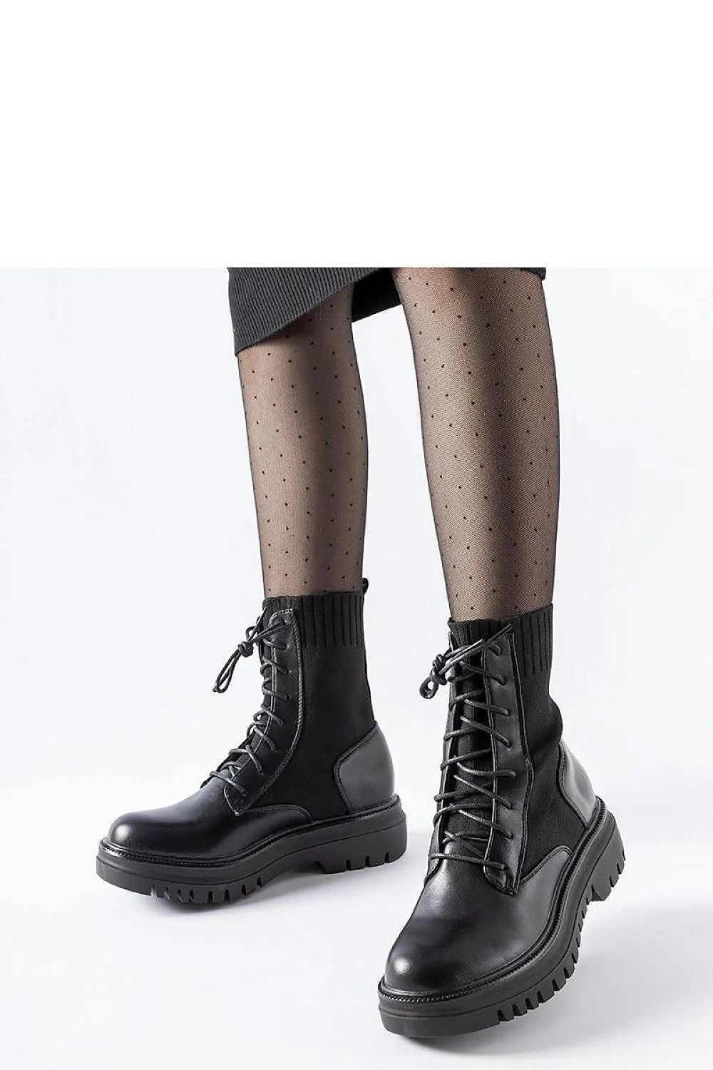 Bottes combat noires en laine Perticara hauteur cheville semelle caoutchouc style moderne fonctionnel pour femmes automne hiver