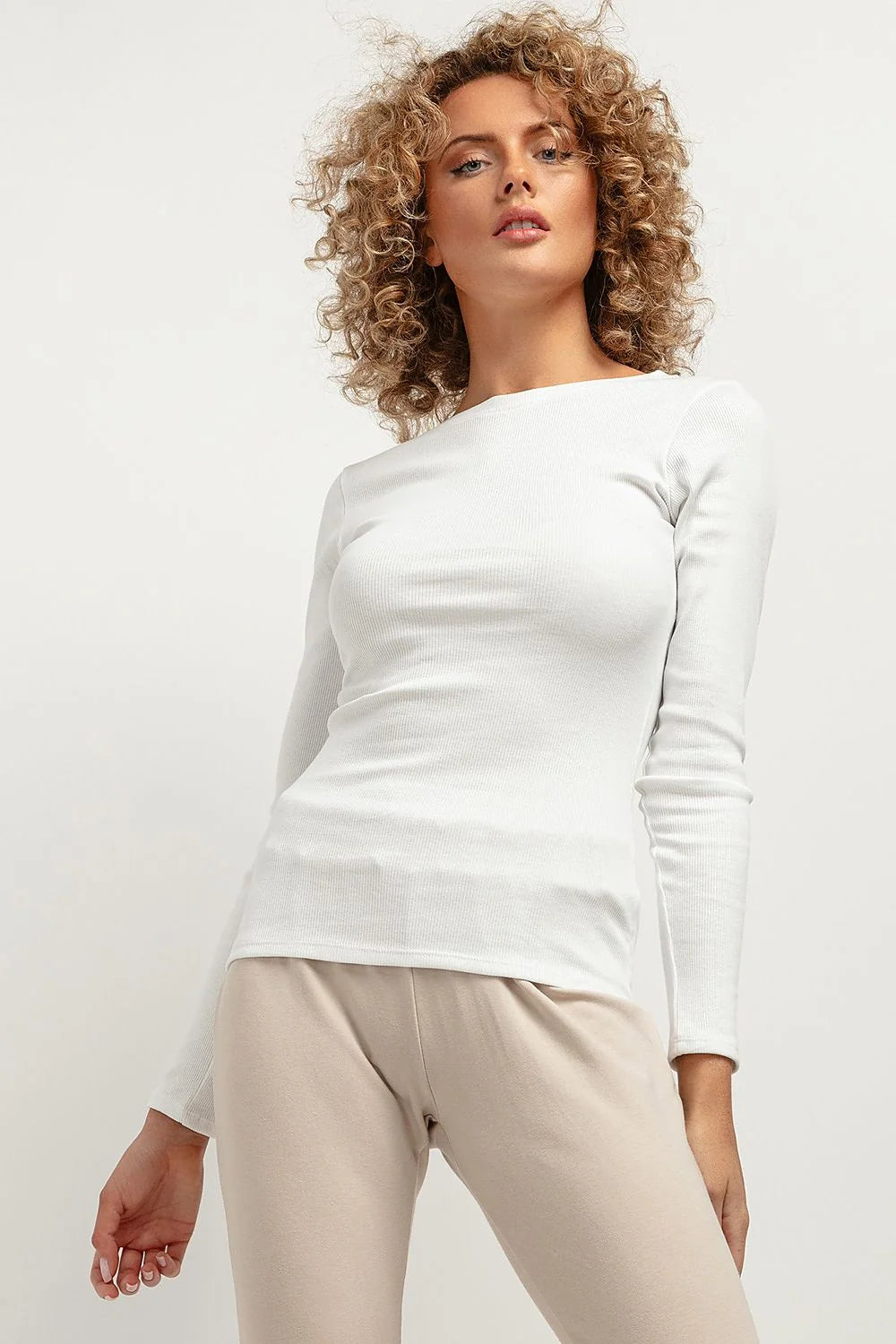 Chemisier Tessita manches longues coton élasthanne coupe ajustée encolure bateau style polyvalent vêtements féminins mode