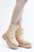 Bottes de neige Step in style en cuir écologique et textile, design moderne fonctionnel, couleur beige, femmes, confort et style