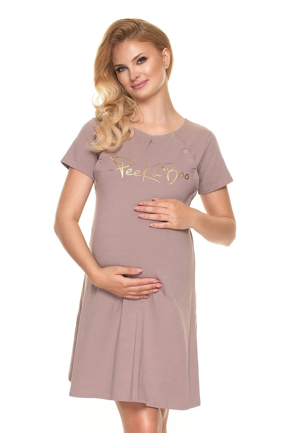 Chemise de nuit maternité coton élasthanne moderne noire confortable boutons-pression allaitement facile manches courtes élégante