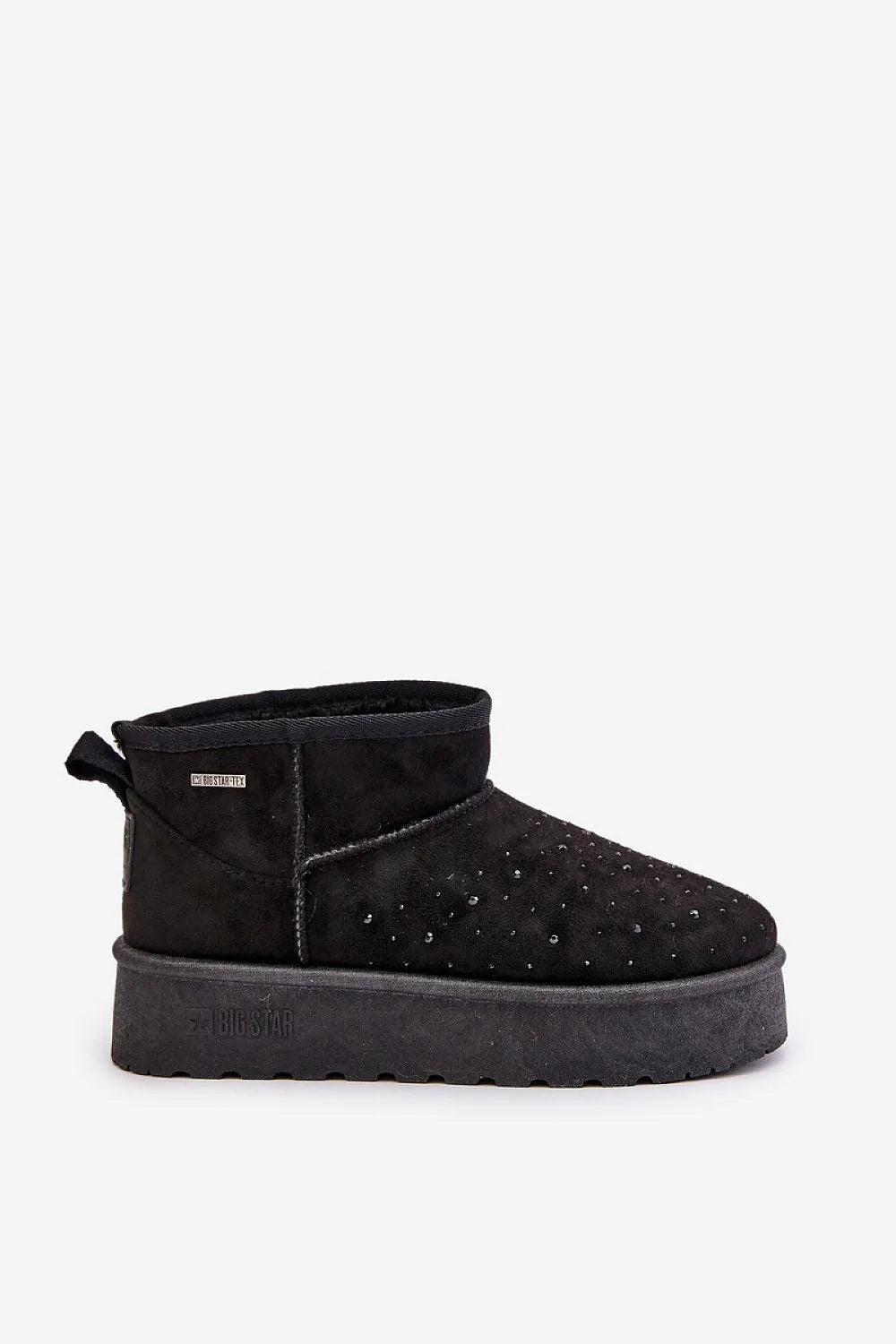 Bottes de neige pour femmes style moderne cuir suédé noir fourrure synthétique talon compensé semelle caoutchouc