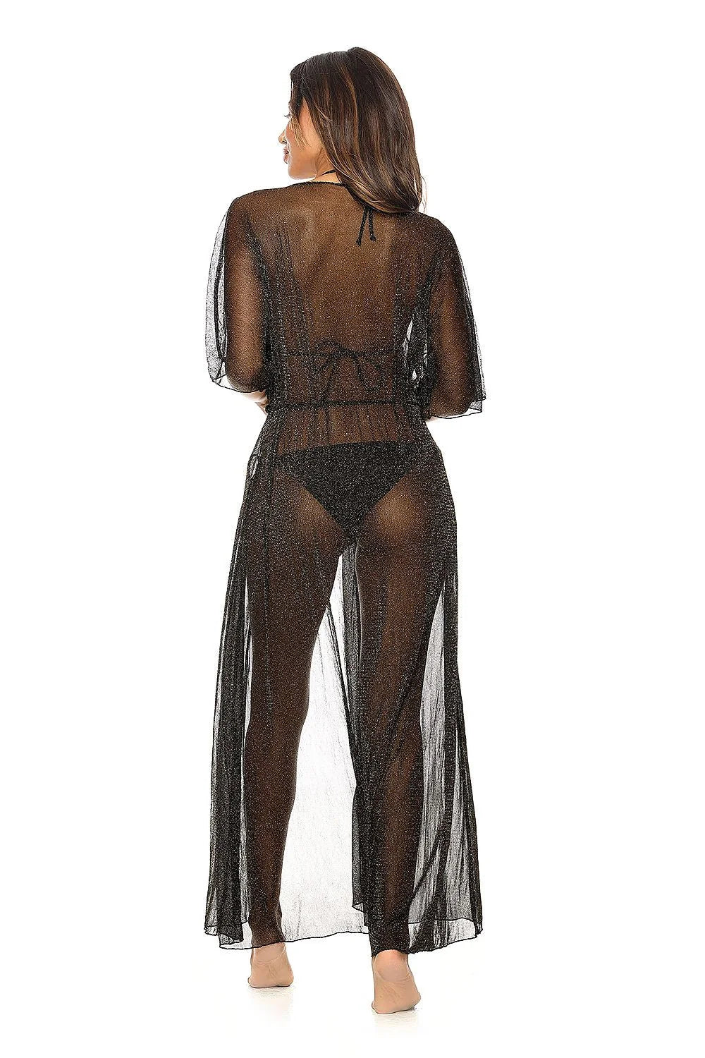 Tunique de plage imprimé animal uni noir matière légère polyamide élasthanne sandales noires talons fins plage piscine femmes élégance confort