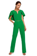 Combinaison femme polyester élégante vert vif chic ajustée chaîne soirée occasions spéciales mode