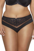 culotte Ava Yasemin 2106 noire microfibre douce dentelle florale tulle transparent coupe galbante maintien couvrance moyenne finitions festonnées métal doré