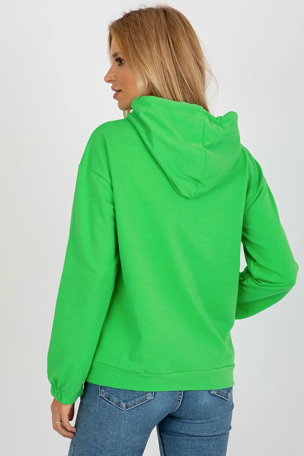Sweatshirt à capuche pour femme couleur verte vive coton doux manches longues poche kangourou patch amusant coupe moderne occasions quotidiennes