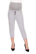 Legging maternité coton élasthanne confort ceinture haute gris avec poches pour futures mamans stylées
