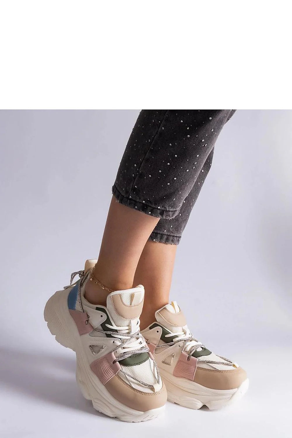 Baskets mode femme design audacieux années 90 semelle épaisse mesh cuir synthétique beige rose poudré bleu ciel vert olive confort maximal