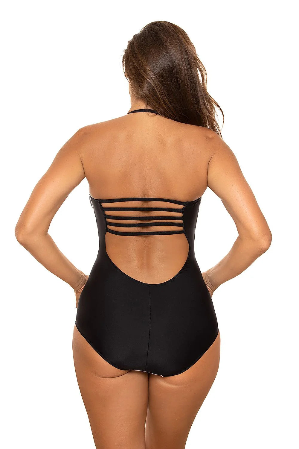 Maillot de bain une pièce femme tissu Carvico moderne élégant motifs géométriques bretelles amovibles ajustables