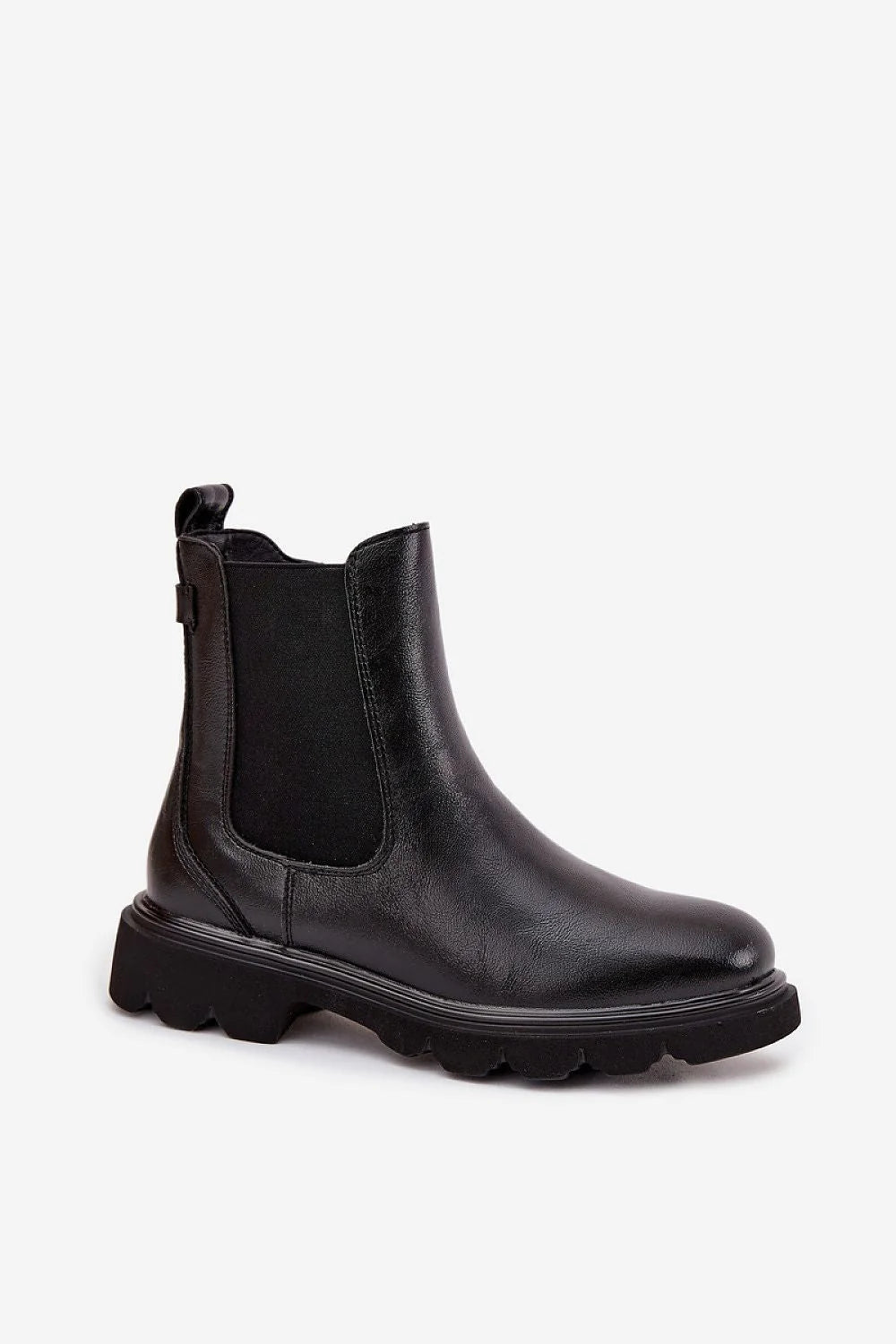 bottines femme cuir artificiel noir cheville bout rond fermetureeclair doublure fourrure synthétique semelle crantée épaisse talon bas confortable élégante intemporelle
