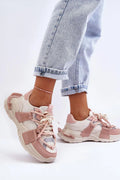 Chaussures de sport Step in style femmes cuir écologique textile semelle épaisse talon plat confortable mode urbain