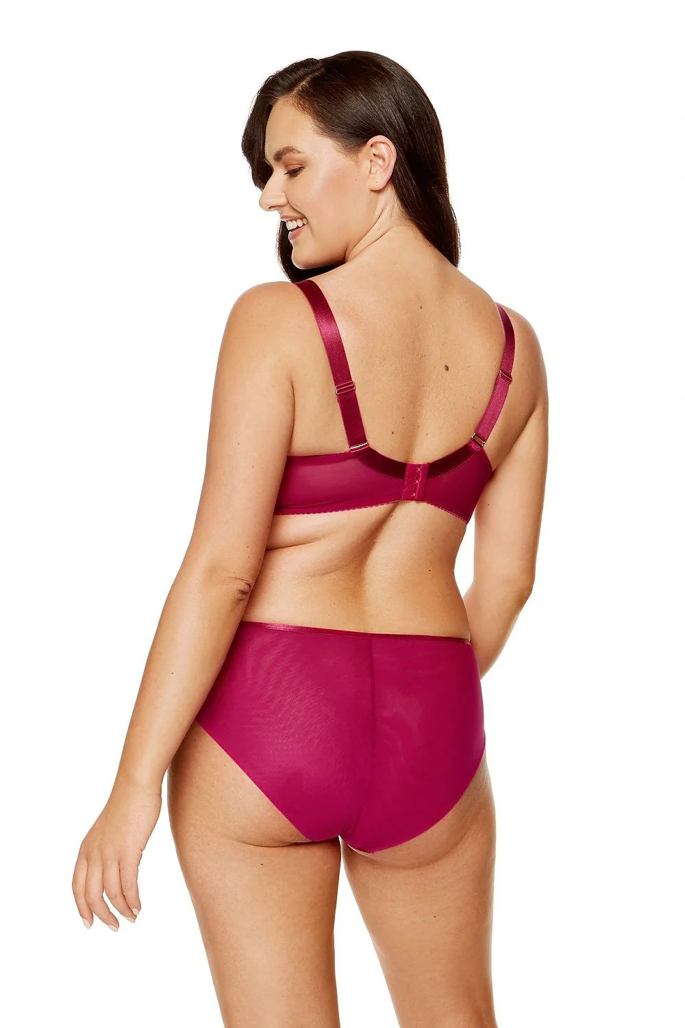 Ensemble de lingerie féminine élégant sensuel soutien-gorge balconnet culotte classique maille dentelle bordeaux ajustable