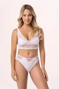 culotte brésilienne sensuelle dentelle transparente tulle empiècement microfibre douce blanc bralette longline sans armatures bonnet souple maintien confortable
