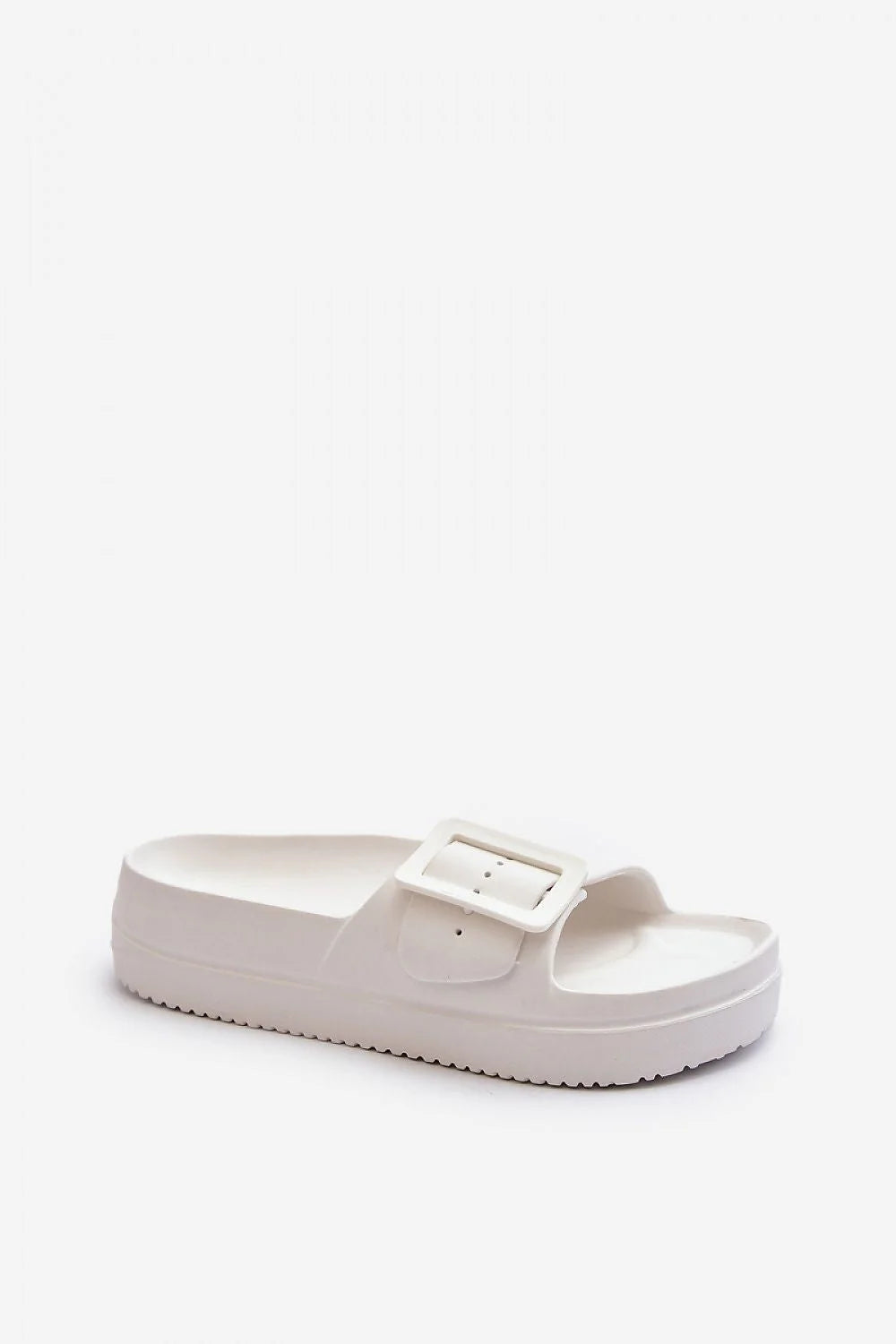 Sandales femmes design moderne épuré confort plateforme 4 cm mousse synthétique blanches occasions estivales ajustables style claquettes