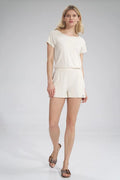 Ensemble summer women's set viscose elastane minimalist casual summer wear elastic waist short sleeves
