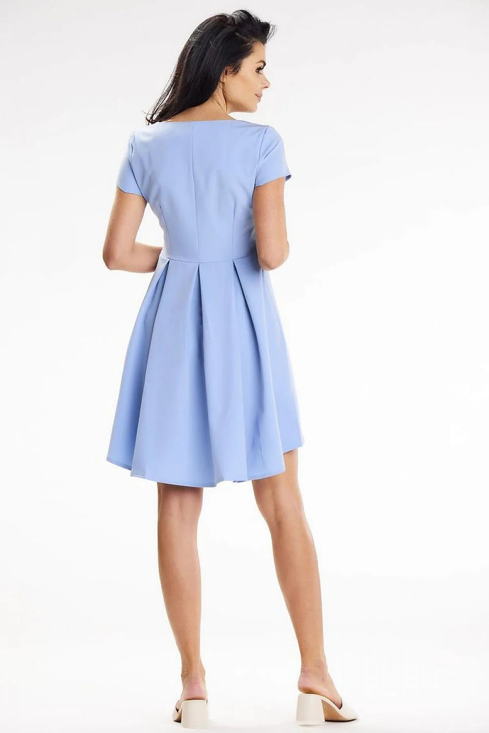 Robe de jour awama asymétrique trapézoïdale manches courtes encolure ronde tissu fluide polyester viscose elasthanne