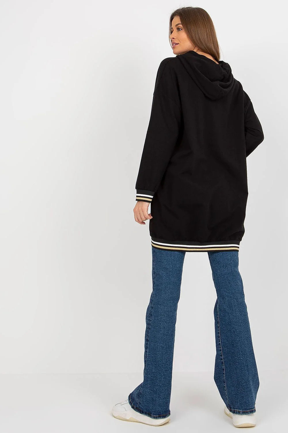 Sweatshirt Relevance pour femme, oversized, design urbain moderne, manches longues, fermeture éclair intégrale, poches grandes, coton élasthanne, tailles S/M-L/XL