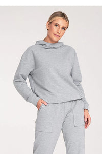 Ensemble mode féminin pull col montant pantalon taille élastiquée style décontracté confortable coton mélangé