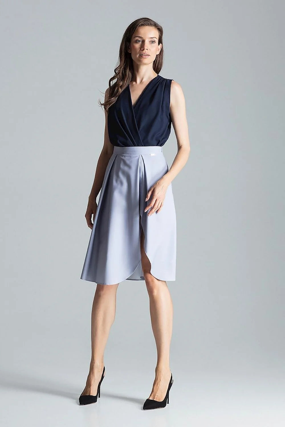Jupe évasée polyester rouge bordeaux chic et élégante taille ajustable femme mode tendance moderne