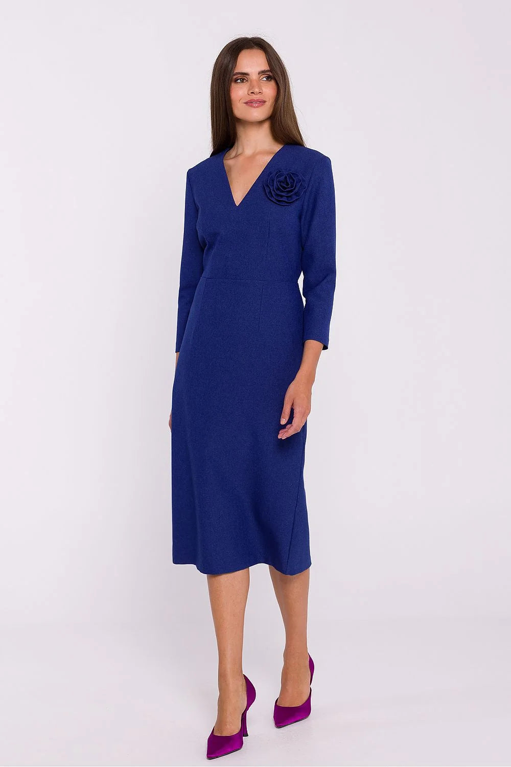 Robe de jour Stylove coupe droite manches trois-quarts longueur midi élégance intemporelle matières de qualité femme