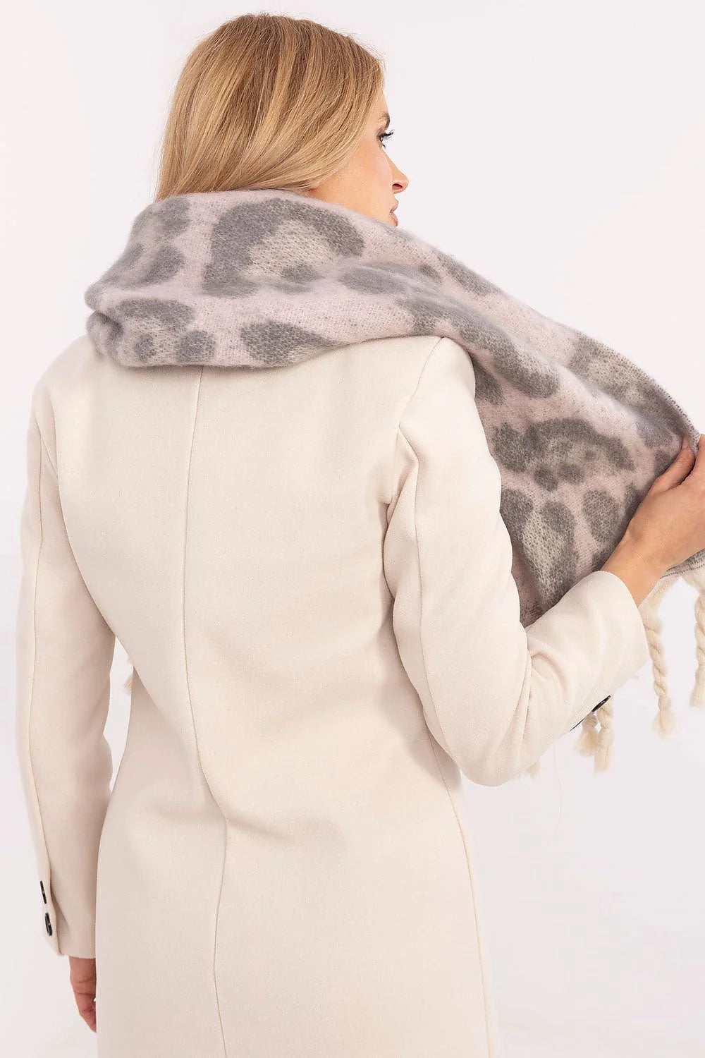 Écharpe élégante pour femme en polyester motif léopard franges longueur 214 cm hiver mode châle tendance