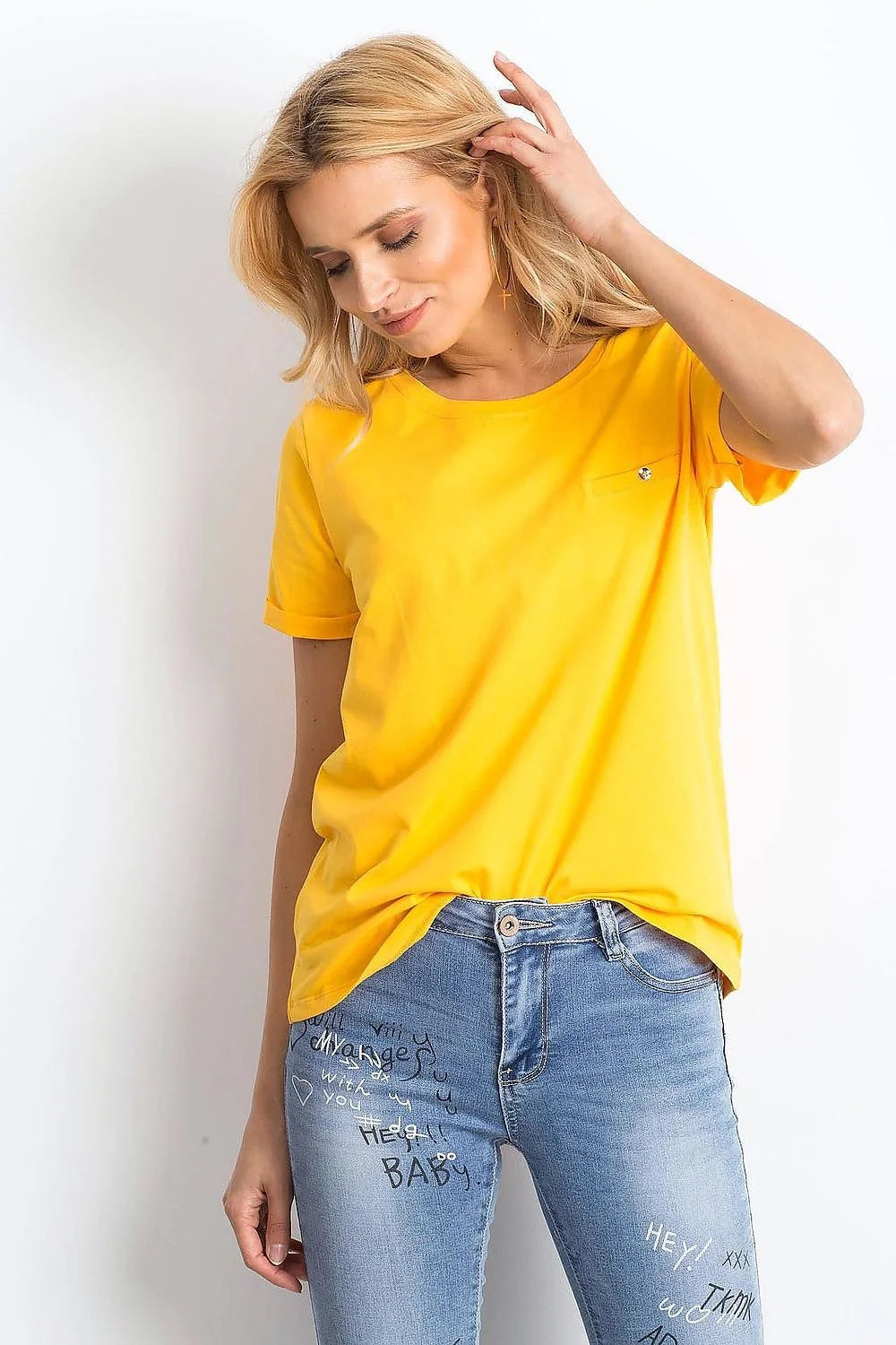 T-shirt pour femme simple et moderne en coton orange vif manches courtes col rond coupe droite confortable occasion quotidienne