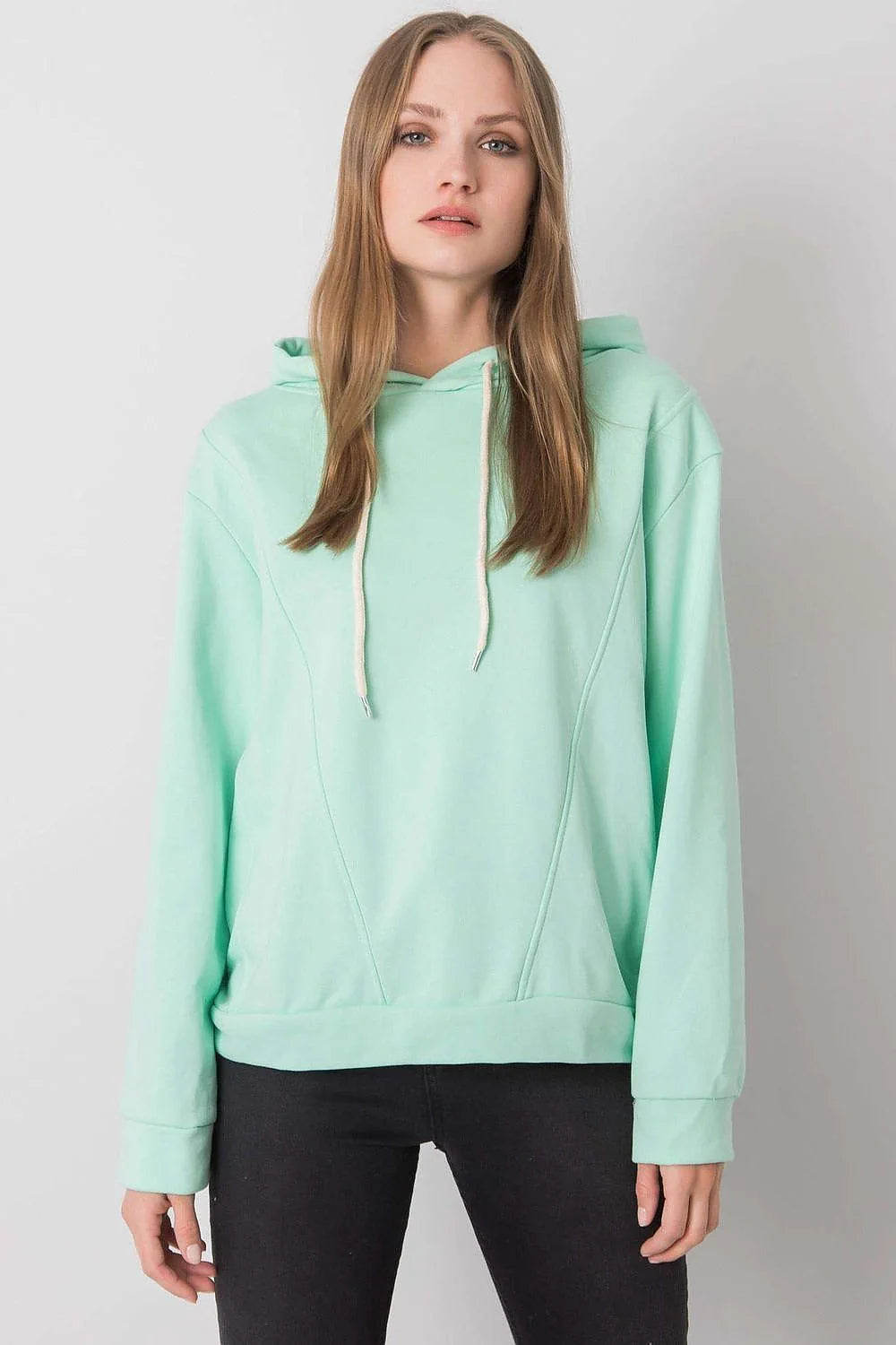 hoodie femme jaune fluo coton elasthanne molleton doux coupe ample épaules tombantes manches longues capuche doublée cordon blanc réglable