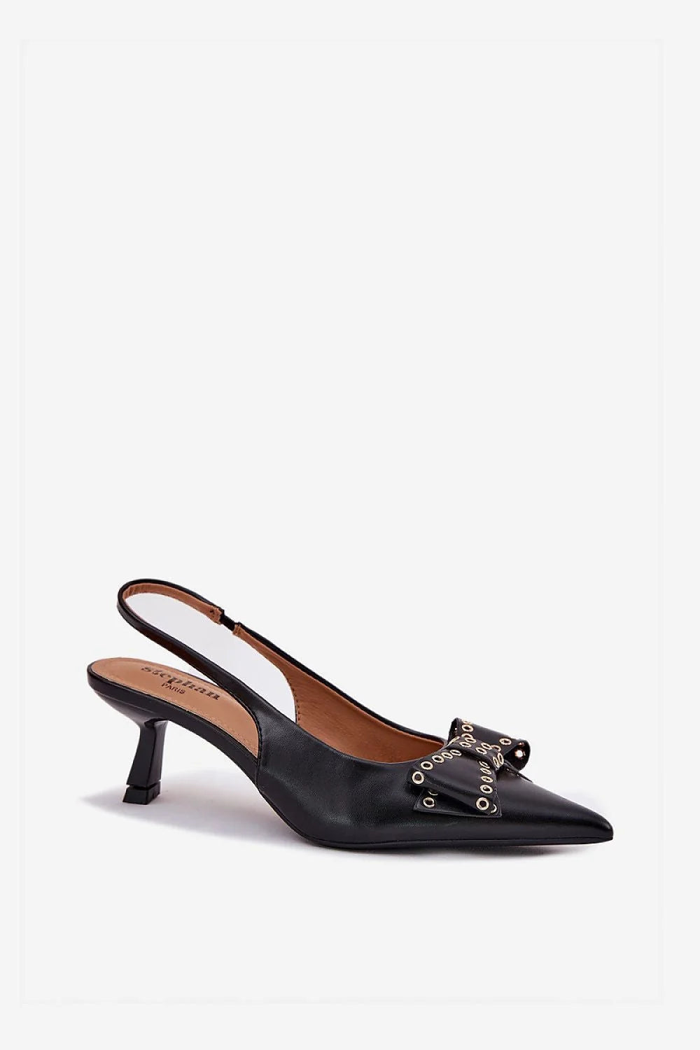 Escarpins à talons aiguilles élégants cuir artificiel noir femmes confortables soirées cérémonies bijoux chaîne cheville