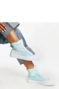 baskets montantes femme Solea toile tiedye bleu pastel semelle plateforme caoutchouc crantée maintien cheville confortable streetwear