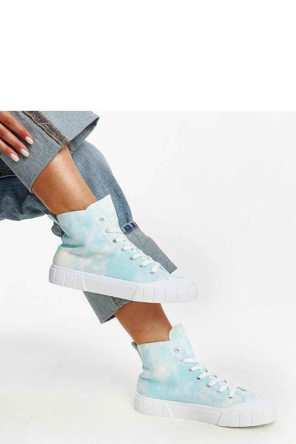 baskets montantes femme Solea toile tiedye bleu pastel semelle plateforme caoutchouc crantée maintien cheville confortable streetwear