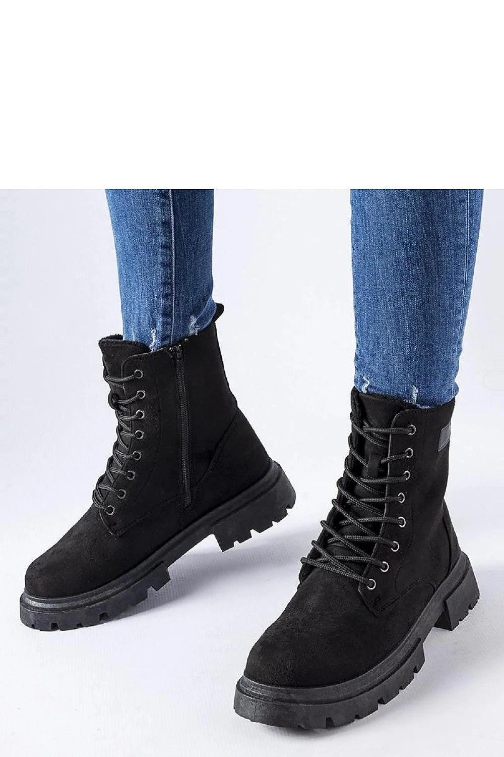 Bottes trappeur femmes suédé noir fermeture éclair lacets haute cheville confort style urbain moderne