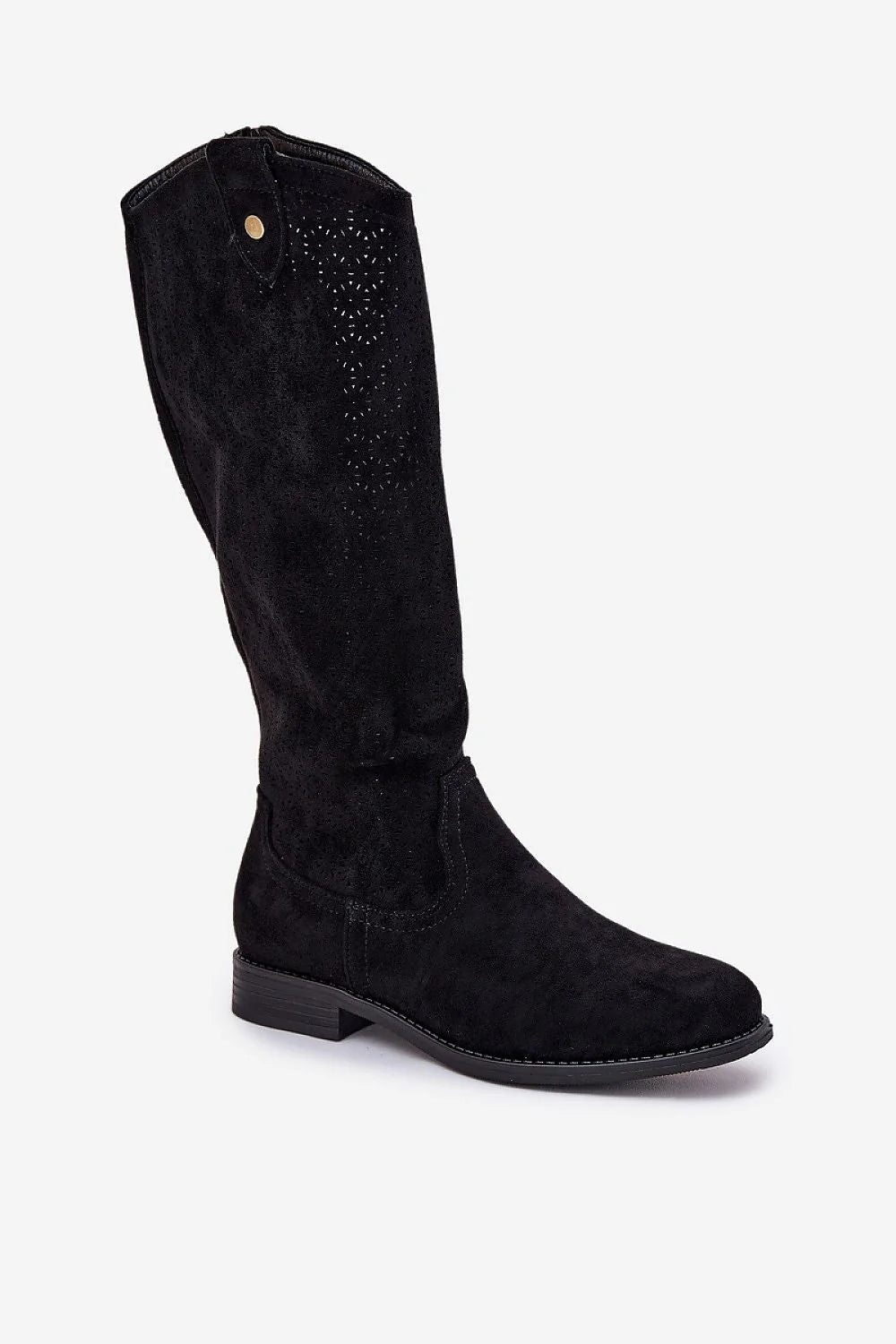 Bottes cuissardes Step in style en éco-daim noir, style classique, talon plat, fermeture éclair latérale, confort toute la journée, femme