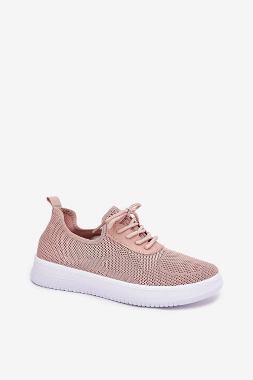Baskets femmes style moderne maille respirante couleur rose pâle semelle blanche confortable lacets ajustables silhouette basse