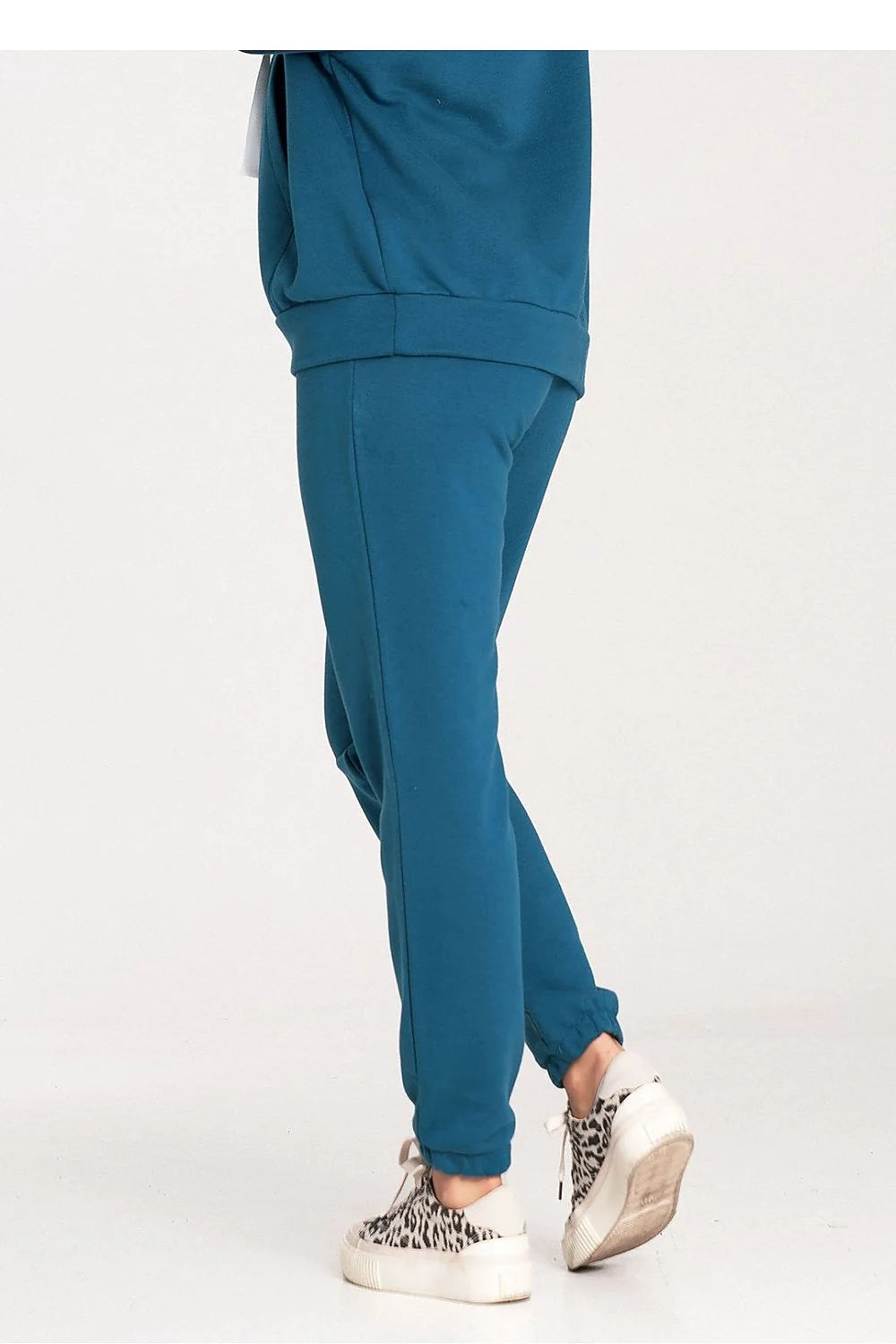 Pantalon survêtement et sweatshirt assortis en coton bleu pétrole femme confort style décontracté