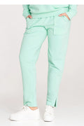 Pantalon survêtement femme en coton élasthanne vert menthe coupe slim ajustée poches latérales ceinture élastique occasion quotidienne décontractée mode été 2023