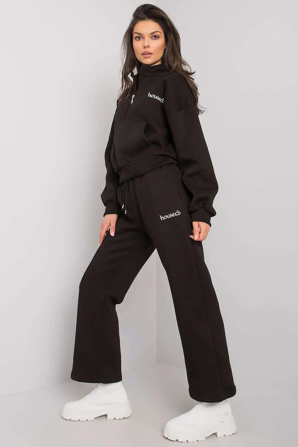 Ensemble survêtement coton décontracté confortable vert vibrant col montant zippé pour femme moderne