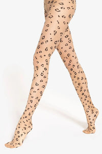 collants femme fantaisie imprimés nude transparents motif léopard noir allover coupe intégrale pied effet seconde peau 20DEN extensible résistant confortable