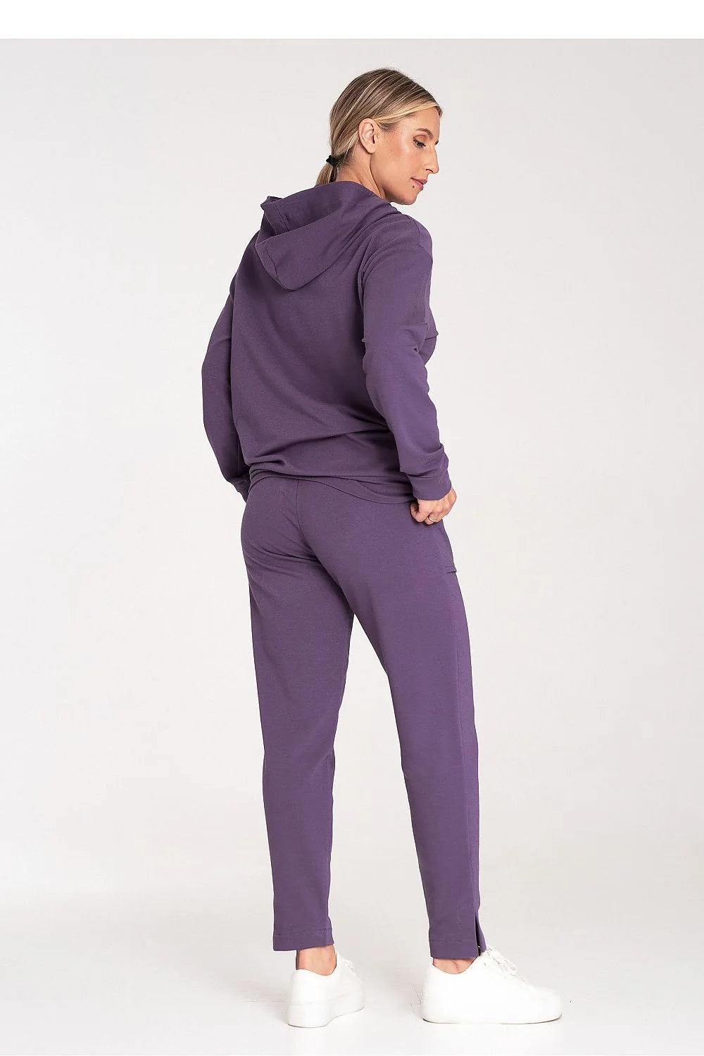 Sweatshirt Figl Ensemble Femme Capuche Pantalon Violette Coupe Ample Matériel Coton Élasthanne Confort Style Casual