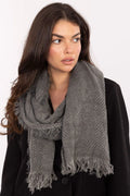 écharpe châle oversize grande étole gris anthracite maille épaisse laineux tissage texturé chevronné franges effilochées rectangulaire enveloppante chaude polyvalente 220cm