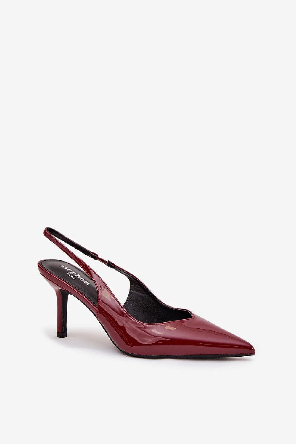 escarpins femme talons aiguille bordeaux vernis bout pointu silhouette fuselée bride slingback maintien élégant semelle fine cuir synthétique soirée professionnelle