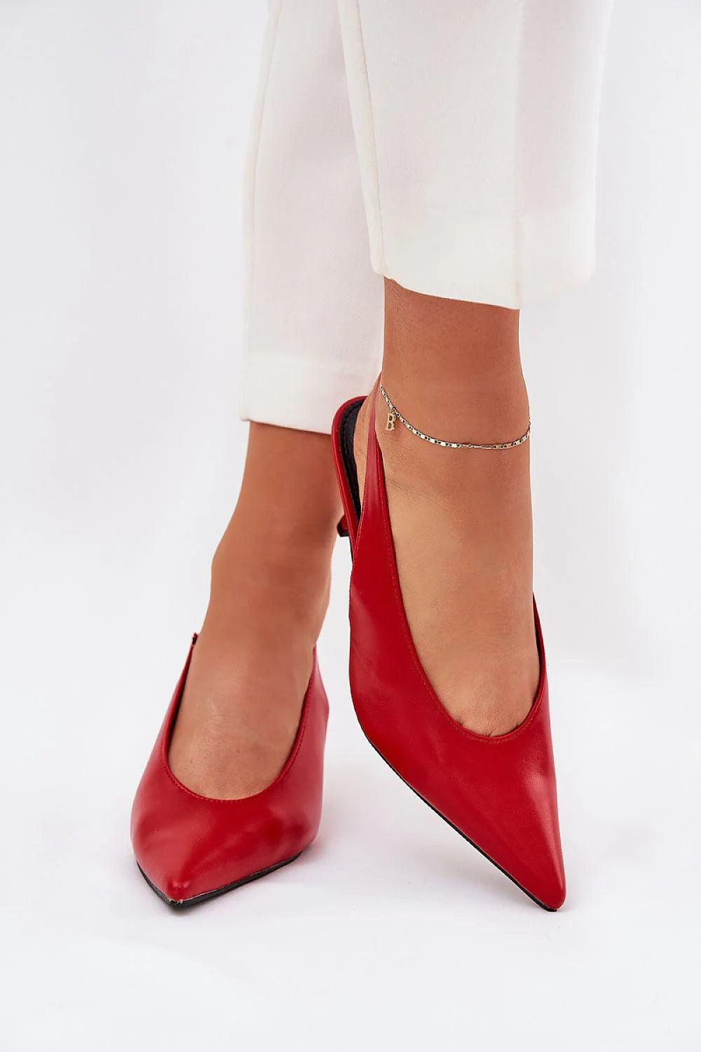 Talons hauts élégants à bride arrière en cuir artificiel rouge vif pour robes et soirées, femmes