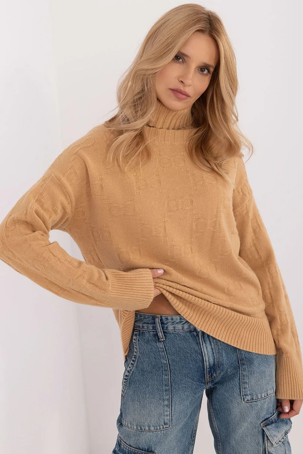 Pull col roulé pour femmes matériau varié acrylique polyester polyamide longueur standard manches longues style élégant confortable occasion quotidienne