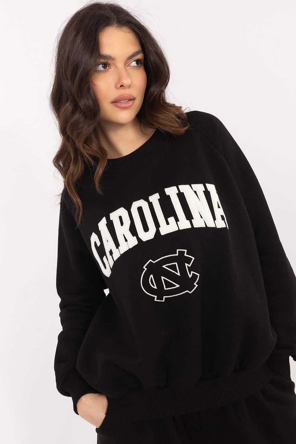 Sweatshirt Femme Carolina Logo NC Style Sportif Casual Manches Longues Coton noir