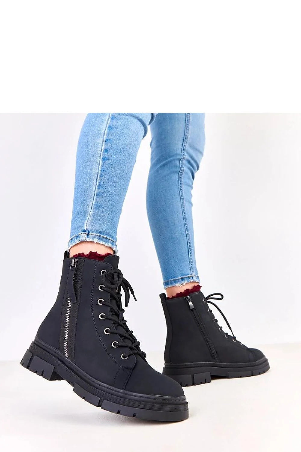 bottines montantes trappeur femme lacets zip latéral argenté noir mat cuir écologique texturé semelle plateforme crantée talon 4cm