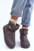 Bottes de neige pour femmes style moderne confortable isolate fourrure cuir suédé couleur grise occasion hiver automne taille ajustable