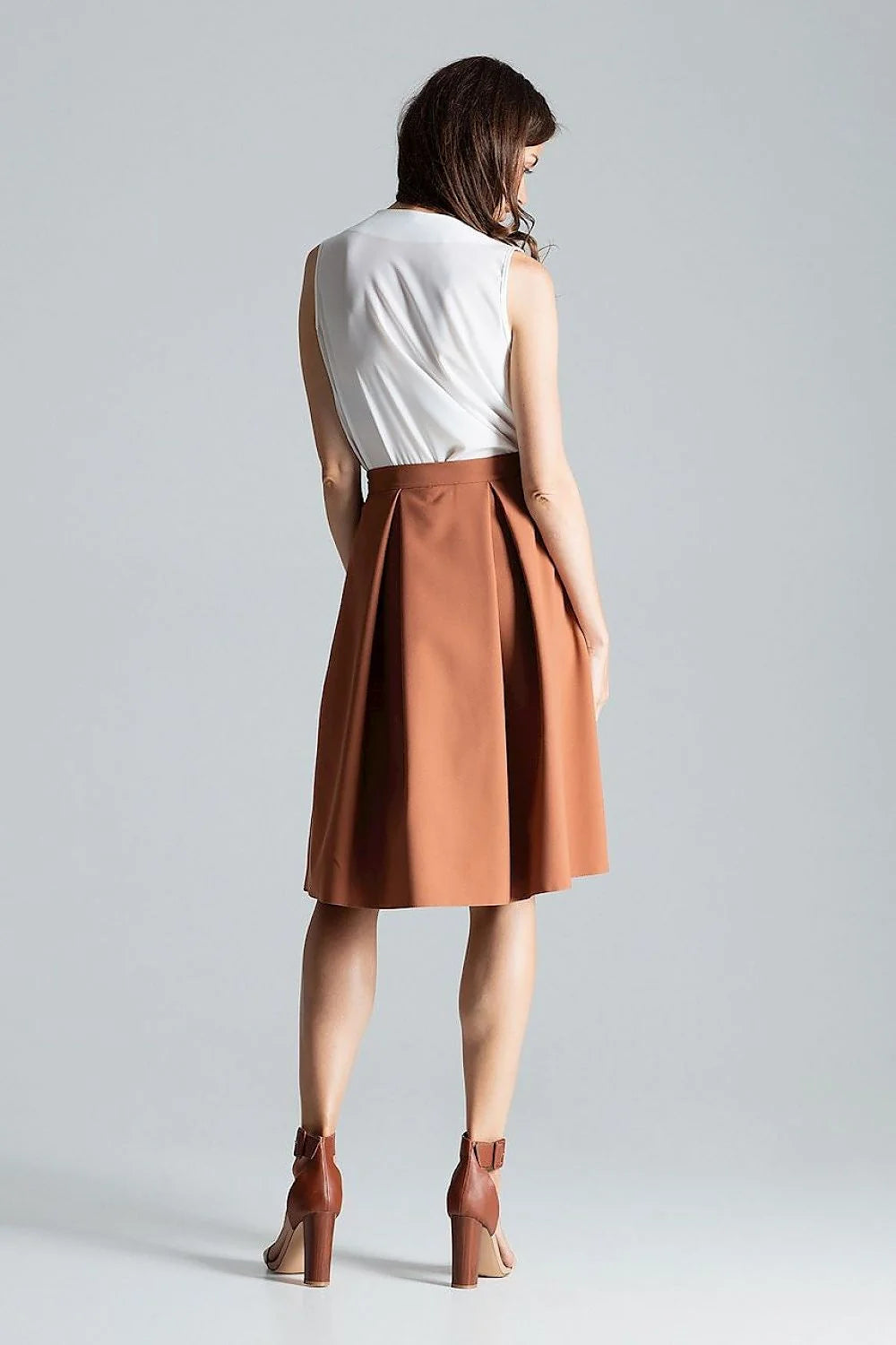 Jupe évasée polyester rouge bordeaux chic et élégante taille ajustable femme mode tendance moderne