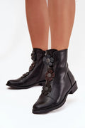 bottines femme jezzi similicuir noir cheville amande petit talon bloc 3cm zippée fleurs appliquées cloutés surpiqûres semelle robuste