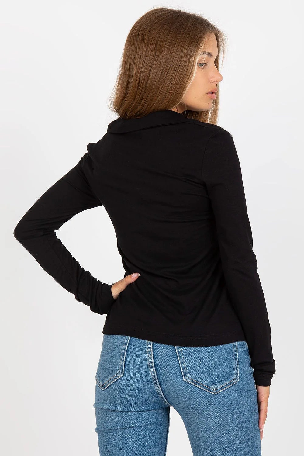Chemise femme manches longues Rue Paris coton élasthanne coupe ajustée style élégant noir occasion quotidienne
