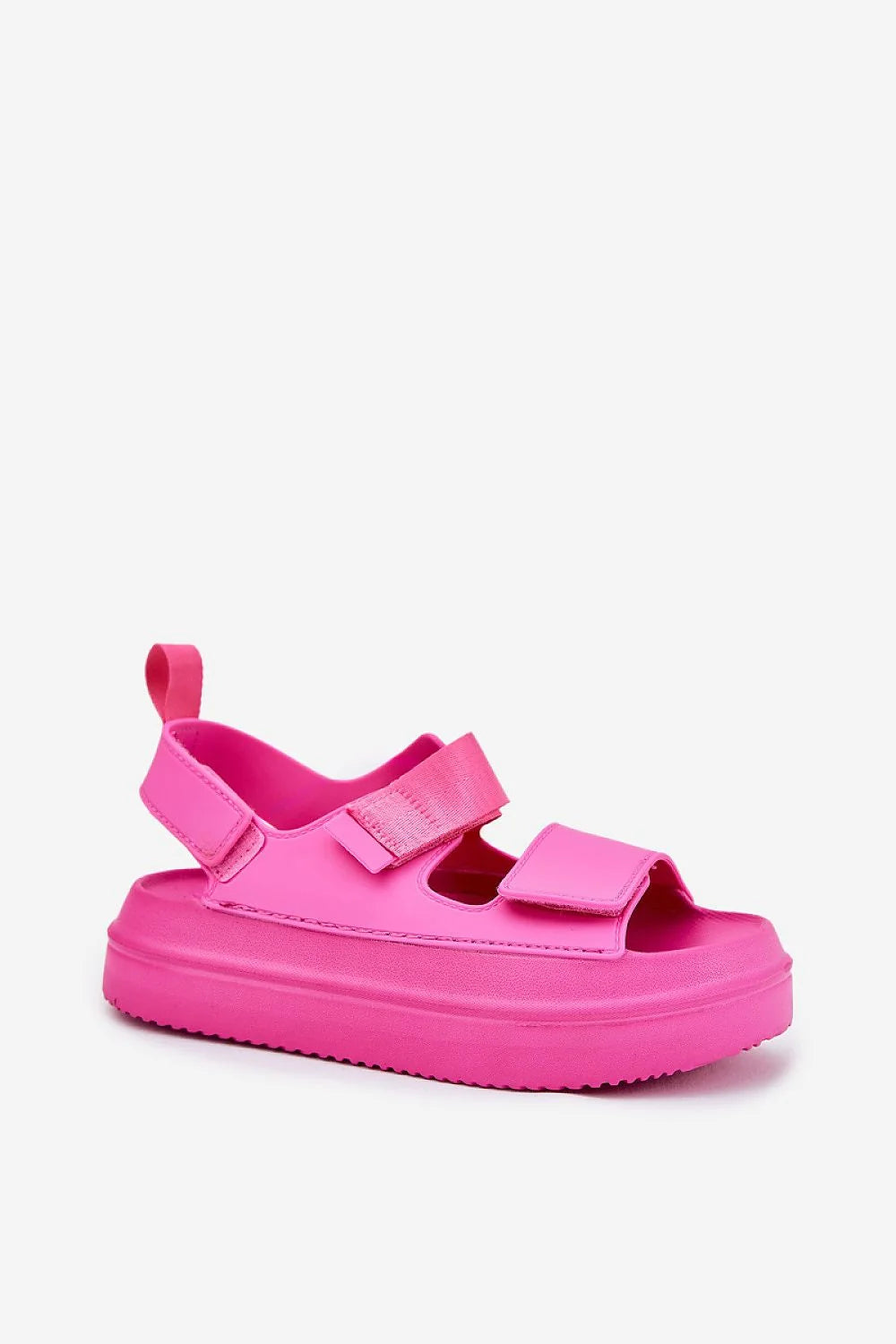 sandales plateforme fuchsia femme synthétique brides larges velcro réglables semelle compensée 45mm rembourrée antidérapante sport chic estivales
